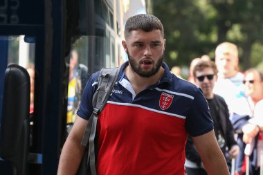 Matty Storton #13 of Hull KR arrives at MKM Stadium, Hull, United Kingdom, 3rd September 202