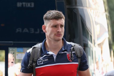 Sam Wood #24 of Hull KR arrives at MKM Stadium, Hull, United Kingdom, 3rd September 202