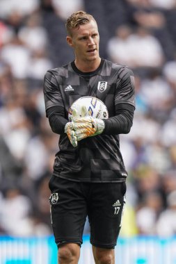 Bernd Leno #17 of Fulham during the pre-game warmup before the Premier League match Tottenham Hotspur vs Fulham at Tottenham Hotspur Stadium, London, United Kingdom, 3rd September 202