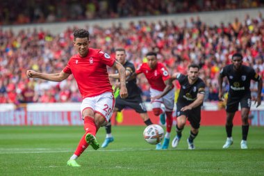 Brennan Johnson #20 of Nottingham Forest slots home his penalty during the Premier League match Nottingham Forest vs Bournemouth at City Ground, Nottingham, United Kingdom, 3rd September 202