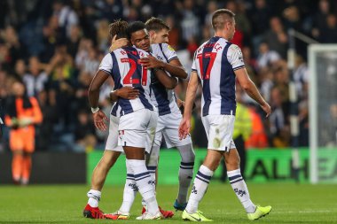 Brandon Michael Clarke Thomas-Asante #21 of West Bromwich Albion celebrates the result after the Sky Bet Championship match West Bromwich Albion vs Burnley at The Hawthorns, West Bromwich, United Kingdom, 2nd September 202