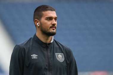 Arijanet Muri #49 of Burnley arrives at the game ahead of the Sky Bet Championship match West Bromwich Albion vs Burnley at The Hawthorns, West Bromwich, United Kingdom, 2nd September 2022