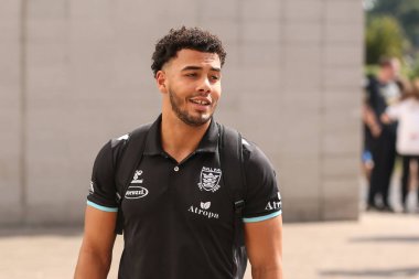 Darnell McIntosh #5 of Hull FC arrives at MKM Stadium, Hull, United Kingdom, 3rd September 202