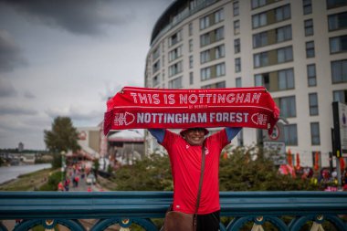 A general view of a Forest fan before the Premier League match Nottingham Forest vs Bournemouth at City Ground, Nottingham, United Kingdom, 3rd September 202