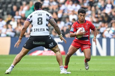 Phoenix Laulu-Togagae #29 of Hull KR  makes a break during the Betfred Super League match Hull FC vs Hull KR at MKM Stadium, Hull, United Kingdom, 3rd September 2022