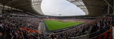 Hull FC and Hull KR fans fill the MKM Stadium ahead of the game, Hull, United Kingdom, 3rd September 202