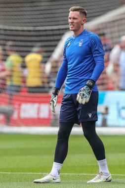 Dean Henderson #1 of Nottingham Forest during the pre-game warm up ahead of the Premier League match Nottingham Forest vs Bournemouth at City Ground, Nottingham, United Kingdom, 3rd September 202