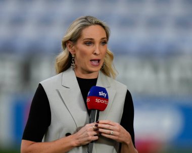 Sky Sports presenter Jenna Brooks before the Betfred Super League match Wigan Warriors vs Catalans Dragons at DW Stadium, Wigan, United Kingdom, 2nd September 202