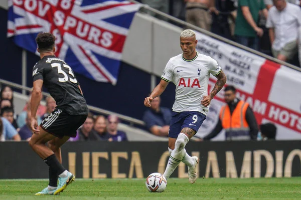 Richarlison Tottenham Hotspur Breaks Ball Premier League Match Tottenham Hotspur — 스톡 사진