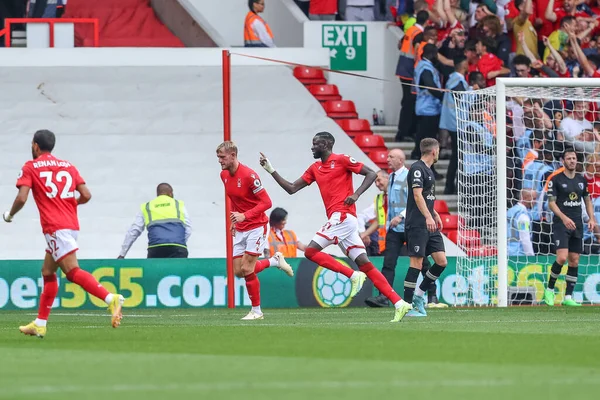 Cheikhou Kouyate Nottingham Forest Celebrates His Goal Make Premier League — Stok fotoğraf