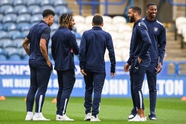 Blackpool players arrive ahead of the Sky Bet Championship match Huddersfield Town vs Blackpool at John Smith's Stadium, Huddersfield, United Kingdom, 4th September 202