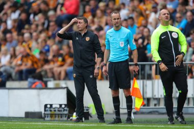 Shota Arveladze manager of Hull City reacts during the Sky Bet Championship match Hull City vs Sheffield United at MKM Stadium, Hull, United Kingdom, 4th September 202