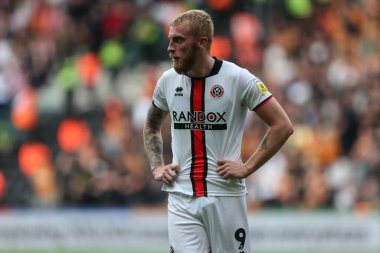 Oliver McBurnie #9 of Sheffield United during the Sky Bet Championship match Hull City vs Sheffield United at MKM Stadium, Hull, United Kingdom, 4th September 202