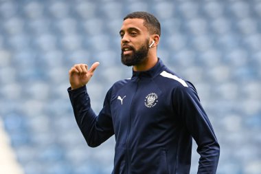 CJ Hamilton #22 of Blackpool arrives ahead of the Sky Bet Championship match Huddersfield Town vs Blackpool at John Smith's Stadium, Huddersfield, United Kingdom, 4th September 202