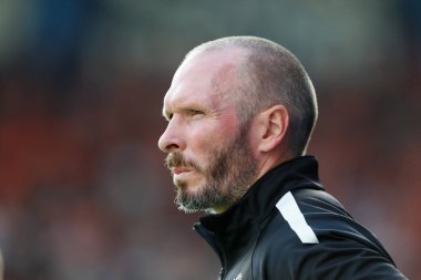 Michael Appleton manager of Blackpool during the Sky Bet Championship match Huddersfield Town vs Blackpool at John Smith's Stadium, Huddersfield, United Kingdom, 4th September 202