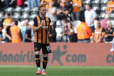 Ryan Woods #15 of Hull City applauds the Hull City fans after the Sky Bet Championship match Hull City vs Sheffield United at MKM Stadium, Hull, United Kingdom, 4th September 202