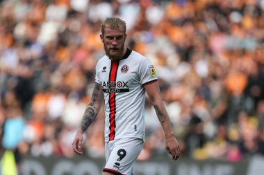 Oliver McBurnie #9 of Sheffield United during the Sky Bet Championship match Hull City vs Sheffield United at MKM Stadium, Hull, United Kingdom, 4th September 202