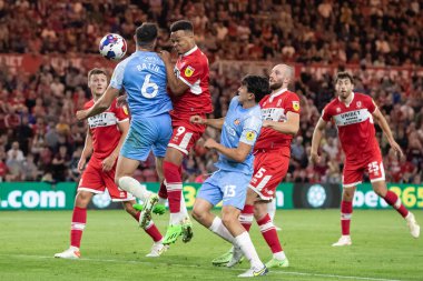 Rodrigo Muniz #9 of Middlesbrough heads the ball at goal but misses the target during of the Sky Bet Championship match Middlesbrough vs Sunderland at Riverside Stadium, Middlesbrough, United Kingdom, 5th September 202