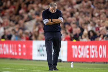 A dejected Tony Mowbray manager of Sunderland during the Sky Bet Championship match Middlesbrough vs Sunderland at Riverside Stadium, Middlesbrough, United Kingdom, 5th September 202