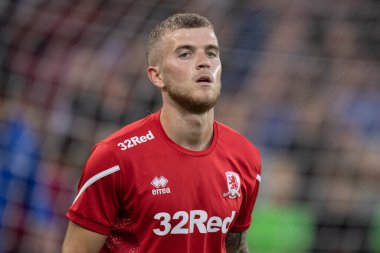 Riley McGree #8 of Middlesbrough during the pre match warm up ahead of the Sky Bet Championship match Middlesbrough vs Sunderland at Riverside Stadium, Middlesbrough, United Kingdom, 5th September 202