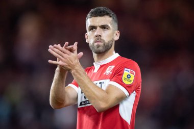 Tommy Smith #14 of Middlesbrough claps his hands and applauds the supporters at full-time after the Sky Bet Championship match Middlesbrough vs Sunderland at Riverside Stadium, Middlesbrough, United Kingdom, 5th September 202