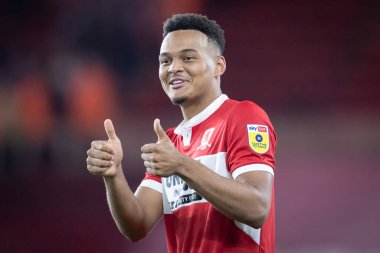 Rodrigo Muniz #9 of Middlesbrough gives a thumbs up to the supporters after the Sky Bet Championship match Middlesbrough vs Sunderland at Riverside Stadium, Middlesbrough, United Kingdom, 5th September 202