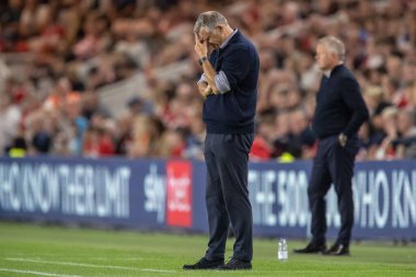 A dejected Tony Mowbray manager of Sunderland during the Sky Bet Championship match Middlesbrough vs Sunderland at Riverside Stadium, Middlesbrough, United Kingdom, 5th September 202