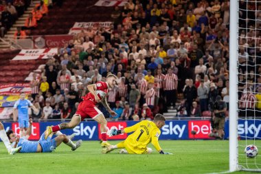 Riley McGree #8 of Middlesbrough shoots at goal and scores to make it 1-0 in the first half of the Sky Bet Championship match Middlesbrough vs Sunderland at Riverside Stadium, Middlesbrough, United Kingdom, 5th September 202
