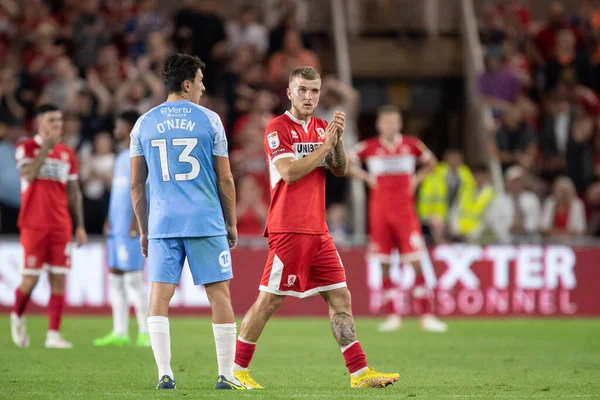 Riley Mcgree Middlesbrough Claps His Hands Applauds Supporters Substituted Sky — 스톡 사진