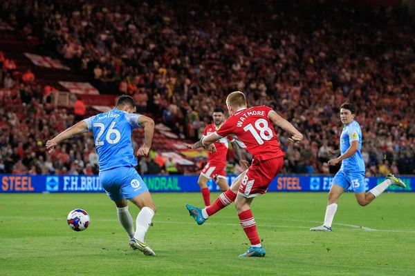 Duncan Watmore #18 of Middlesbrough with a late effort on goal is saved during the Sky Bet Championship match Middlesbrough vs Sunderland at Riverside Stadium, Middlesbrough, United Kingdom, 5th September 202