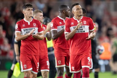 Rodrigo Muniz #9 of Middlesbrough applauds the supporters after the Sky Bet Championship match Middlesbrough vs Sunderland at Riverside Stadium, Middlesbrough, United Kingdom, 5th September 202