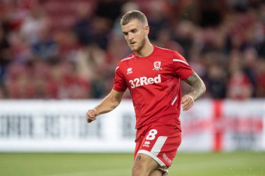 Riley McGree #8 of Middlesbrough during the pre match warm up ahead of the Sky Bet Championship match Middlesbrough vs Sunderland at Riverside Stadium, Middlesbrough, United Kingdom, 5th September 202
