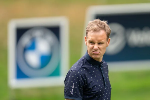 Dan Walker Kihagy Egy Ütést Bmw Pga Championship 2022 Celebrity — Stock Fotó