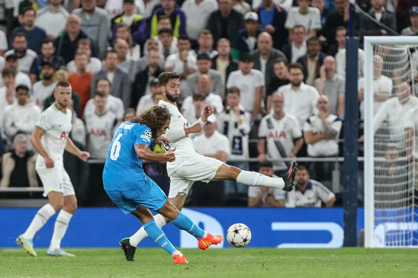 Matto Guendouzi Marseille Shoots Goal Uefa Champions League Match Tottenham — Stock Photo, Image