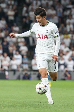 Tottenham Hotspur 'dan Son Heung-Min 7 numara UEFA Şampiyonlar Ligi maçında Tottenham Hotspur' a karşı Marsilya Tottenham Hotspur Stadyumu, Londra, 7 Eylül 202