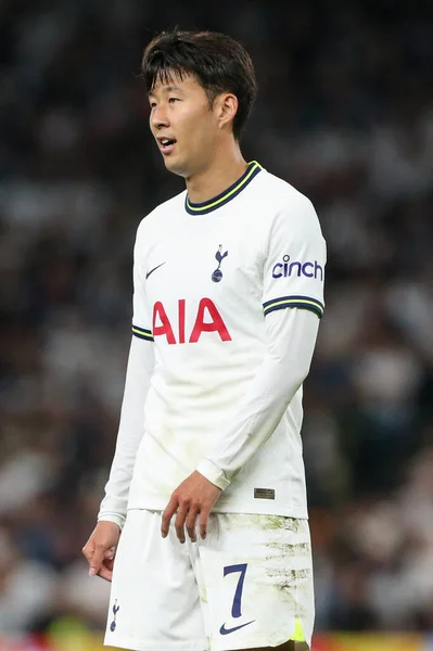 Son Heung Min Tottenham Hotspur Κατά Διάρκεια Του Αγώνα Uefa — Φωτογραφία Αρχείου