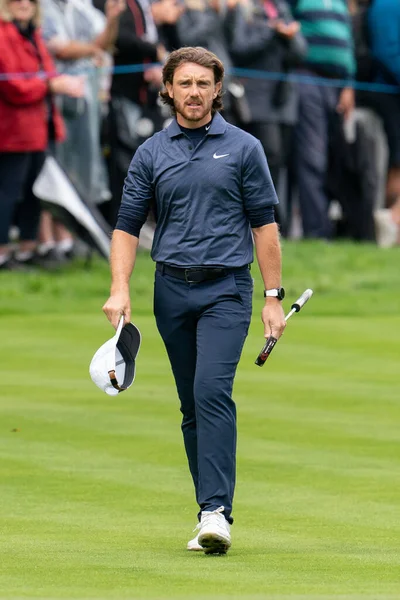 Tommy Fleetwood Eng Zbliża Się Osiemnastego Zielonego Podczas Bmw Pga — Zdjęcie stockowe