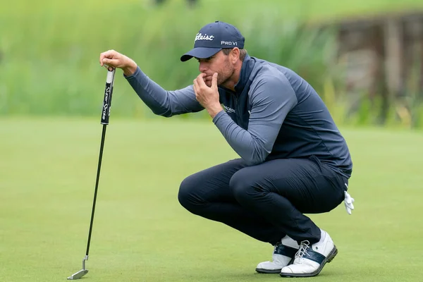 Lucas Bjerregaard Den 18Esimo Green Durante Bmw Pga Championship 2022 — Foto Stock