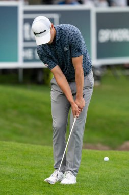 Rasmus Hojgaard (DEN), 11 Eylül 202 'de Wentworth Club, Virginia Water' da düzenlenen 2022 BMW PGA Şampiyonası 'nda 18.