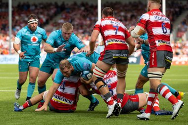 Joe Launchbury, Wasps Rugby 'nin kaptanı, Gloucester Rugby' li Freddie Clarke Gallagher Premiership maçında Gloucester vs Wasps 'a karşı Kingsholm Stadyumu, Gloucester, İngiltere, 11 Eylül 202