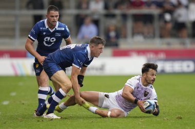 Satış köpekbalığı Sam James, Gallagher Premiership maçında Northampton Saints 'e karşı Northampton Saints' i, 11 Eylül 202 'de AJ Bell Stadyumu' nda yendi.