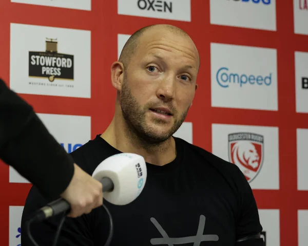 Gloucester Rugby Head Coach George Skivington Interviewed Gallagher Premiership Match — Stock Photo, Image