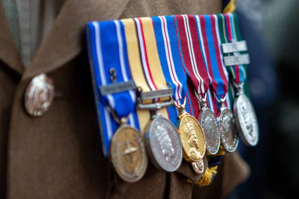 Medallas Soldados Del Ejército Británico Durante Proclamación Del Rey Carlos — Foto de Stock