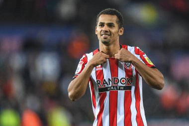 Sheffield United takımının 29 numaralı oyuncusu Swansea City, Sheffield United 'a karşı 13 Eylül 202' de Swansea.com Stadyumu 'nda oynanan maçta