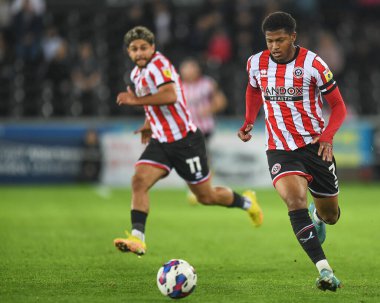 Sheffield United 'tan Rhian Brewster # 7 Swansea City - Sheffield United maçında Swansea.com Stadyumu, Swansea.com, İngiltere, 13 Eylül 202