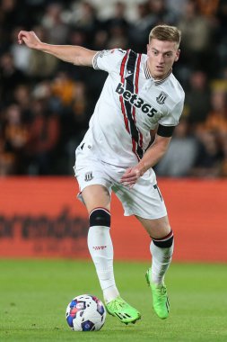 Stoke City 'den Liam Delap # 17 numara, 13 Eylül 202' de Hull City 'nin MKM Stadyumu' nda Stoke City 'ye karşı oynadığı Sky Bet Şampiyonası maçında hareket halinde.