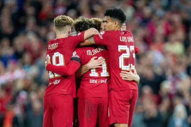 Liverpool 'dan Mohamed Salah # 11 UEFA Şampiyonlar Ligi maçı sırasında Anfield, Liverpool, İngiltere' de Liverpool - Ajax maçında 1-0 berabere kaldı.