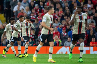 Mohammed Kudus #20 of Ajax scores to make it 1-1 during the UEFA Champions League match Liverpool vs Ajax at Anfield, Liverpool, United Kingdom, 13th September 202