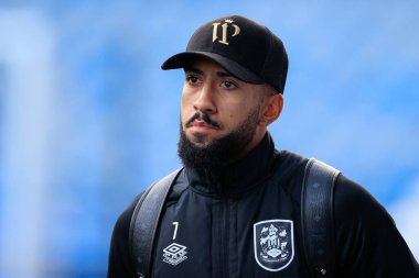 Huddersfield Town 'dan Sorba Thomas # 7, 13 Eylül 202' de John Smith Stadyumu 'nda oynanan Huddersfield Town - Wigan Athletic maçında maça geliyor.