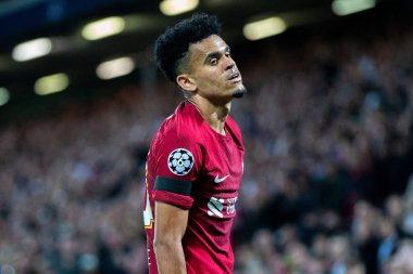 Liverpool Şampiyonlar Ligi maçında Luis Diaz # 23 Anfield, Liverpool, Birleşik Krallık 'ta Liverpool - Ajax maçında, 13 Eylül 202